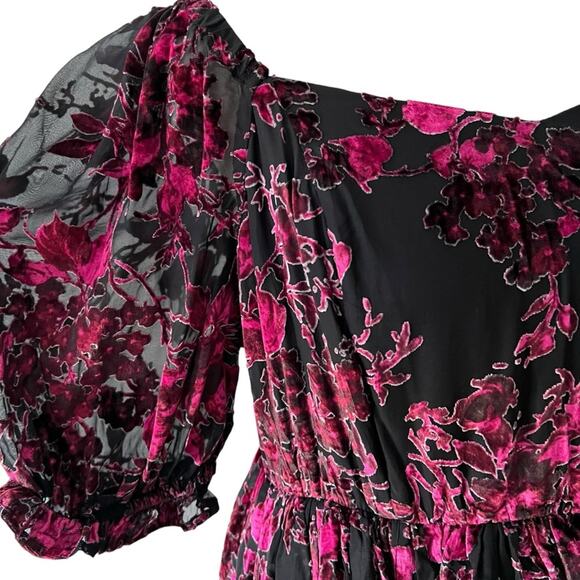 Torrid 16 Dress Retro Cocktail Plus Semi Formal Velvet Burnout Babydoll Dress - Picture 7 of 17